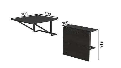 Стіл розкладний Олександр 3 750x600x700 Чорний метал ДСП Сосна Кембра 16мм FRD-104894 - фото 3