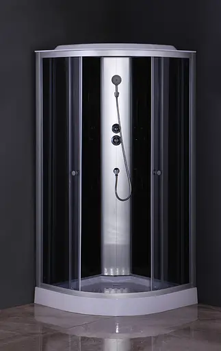 Душевой бокс без гидромассажа Mixxus Strong SB02-90x90x215-GR Satin с низким поддоном MI6887, Хром матовый, тонированный, хром матовый - фото 7