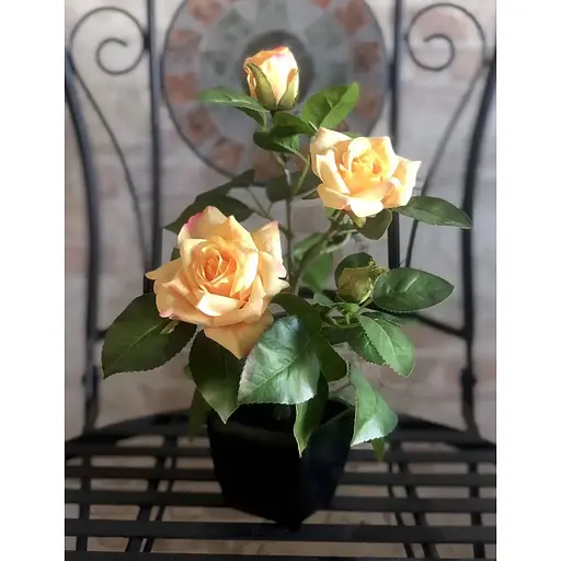 Роза чайная искусственная Hvoya куст в горшке 29 см - фото 4