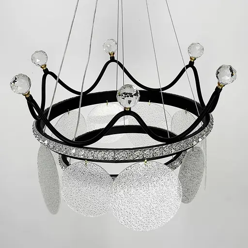 Підвісна чорна люстра у вигляді корони Ø 48 см | Арт. NO2-480 BK | Line F - фото 4