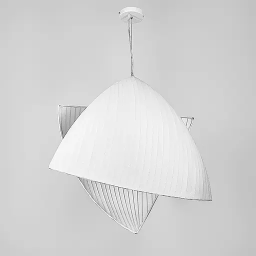 Люстра з 2-ма білими фігурними пластинами із полімерного текстилю | Арт. PL 051-700*950-2 | Line F - фото 1