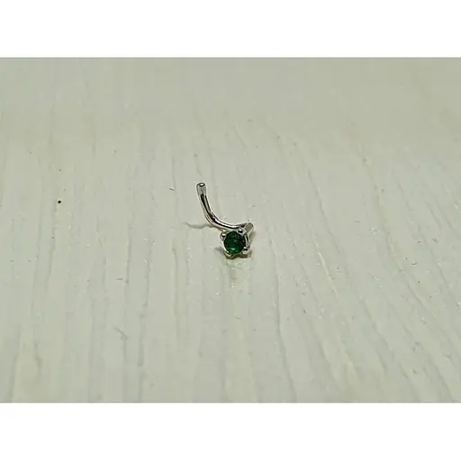 Срібна сережка-пірсинг в ніс Dear. 1018.1С Зелений - фото 2