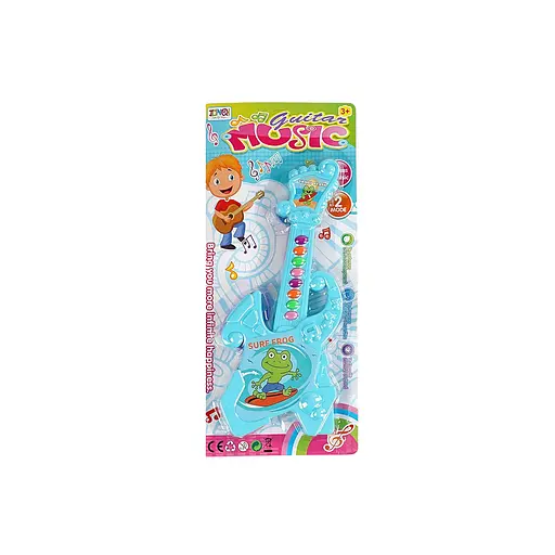 Игрушечная гитара 1011 B-1 — 2 музыкальных режима, 8 кнопок, на батарейках, голубой - фото 2