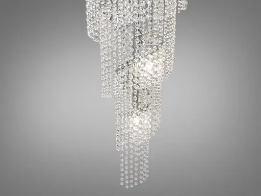 Сучасна каскадна кришталева люстра на 49 ламп цоколь е14, хром - фото 4