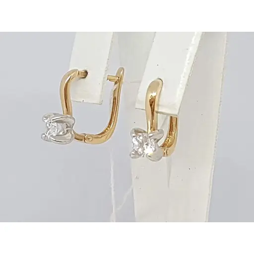 Золотые серьги Столичная Ювелирная Фабрика с фианитами. 110403 - фото 2