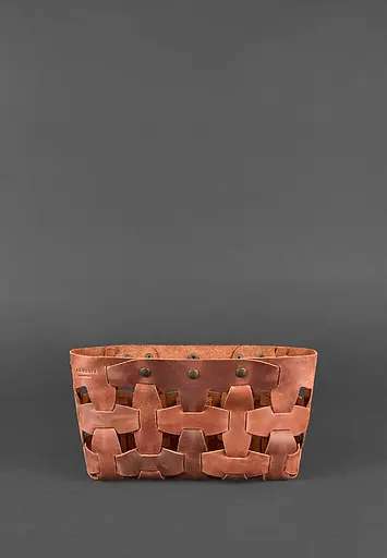 Шкіряна плетена жіноча сумка Пазл S світло-коричнева Crazy Horse - фото 3