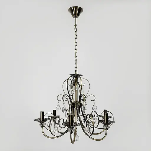 Бронзова люстра-підсвічник на 6 ламп у корпусі Ø 60 см | Арт. 6349/6 | Line F - фото 1