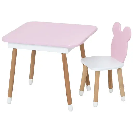 Дитячий столик Bambi Ведмедик 07-025R-BOX для творчості зі стільчиком 60х60 см