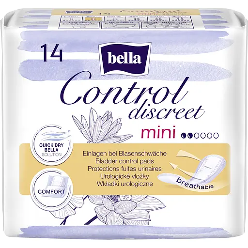 Прокладки урологические Bella Control Discreet Mini 1+1=3 42 шт. (3 уп. х 14 шт.) - фото 2