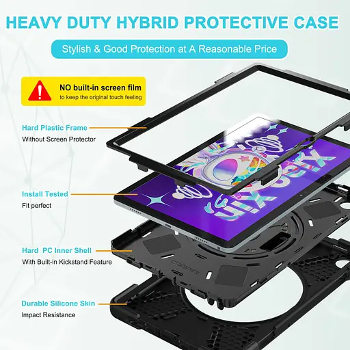 Чохол Rugged 3 Layers броньований протиударний з захистом Lenovo Tab 10 2025 TB311 Чорний - фото 5