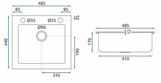 Кухонна мийка гранітна Rea West black metalic ZLE-00121, Чорний - фото 5