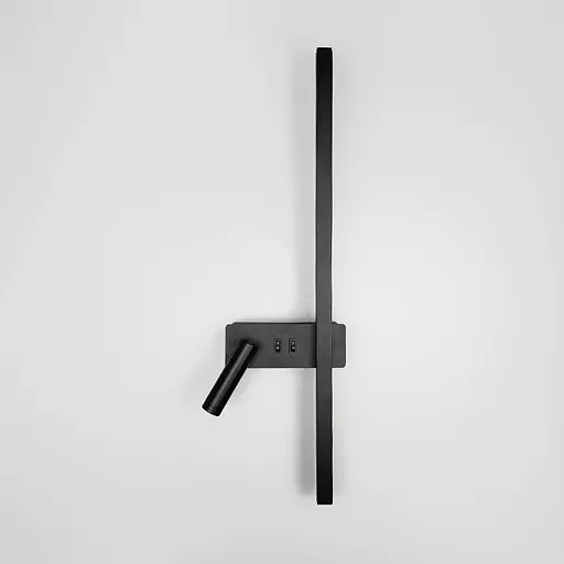 Чорне лінійне бра 65 см зі спотом зліва та 2-ма вимикачами Арт. WB 121/600 L BK Line F - фото 8