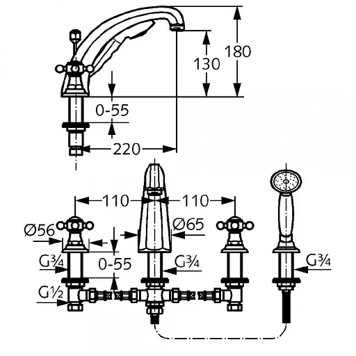 Смеситель на борт ванны Kludi Adlon 515240520 - фото 2