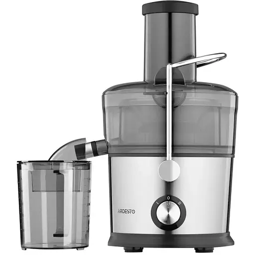 Соковыжималка Ardesto JEG-800, Black/Silver, центробежная, 800Вт, емкость для сока 1000мл, 2 скорости, горловина "целое яблоко" 75мм, малошумный двигатель, противоскользящие ножки