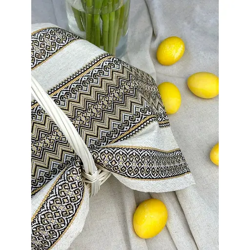 Пасхальное полотенце льняное для корзины Рандеву 45х30 см Коричневый - фото 6