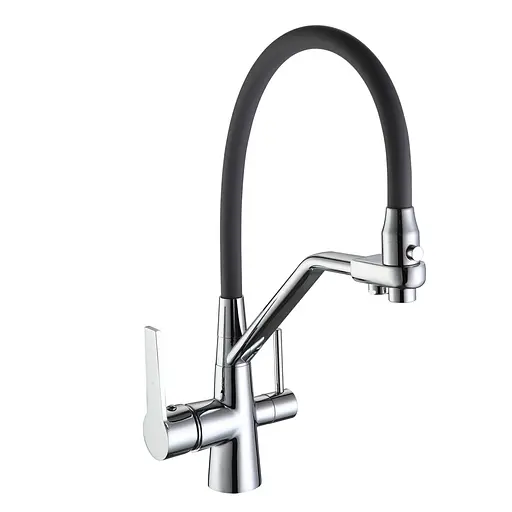 Змішувач для кухні на дві води Frap F4374 сірий/хром - фото 1