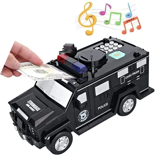 Полицейская машина Cash Truck с кодовым замком купюроприемником и отпечатком пальца Черная - фото 3
