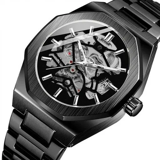 Мужские механические наручные часы Forsining Gusto (Черные)