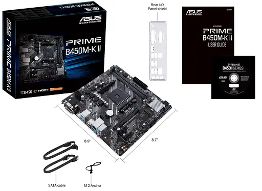 Материнська плата ASUS PRIME B450M-K II (Prime B450M-K II) (Socket AM4, AMD B450, Micro-ATX) - фото 5