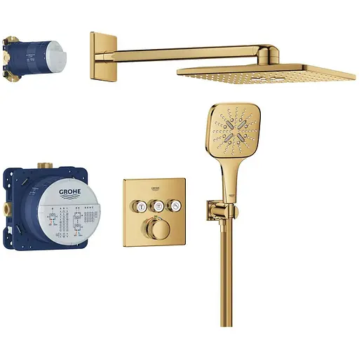 Душова система прихованого монтажу Grohe Grohtherm Smartcontrol з Rainshower SmartActive 310 Cube 34864GL0, Золотий - фото 1