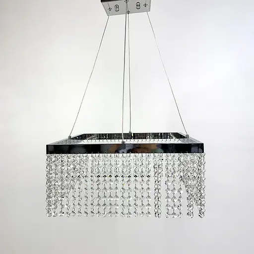 Неймовірна кришталева квадратна люстра з срібним обводком h35 Line.F Діаметр 30см - фото 2