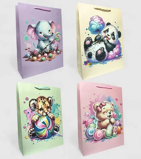 Подарунковий пакет "Маленькі звірята" 31х42х12см, набір з 4-х штук bl2502-385