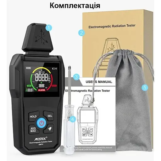 Детектор электромагнитного излучения с термометром Mestek EMF01 - фото 7