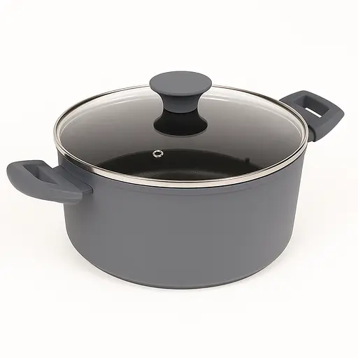 Кастрюля с крышкой литая мрамор "Megastone" с индукционным дном 3.5л