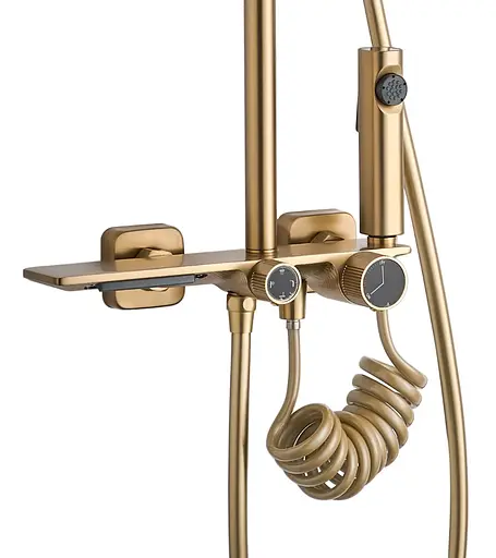 Душова система Rea Helix brushed gold з виливом REA-P6621, Золотий - фото 4