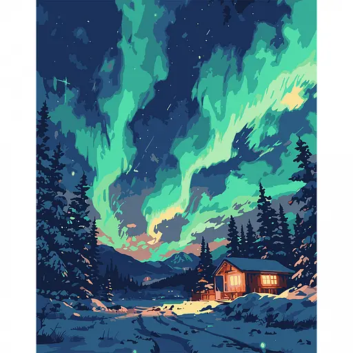 Картина по номерам Santi Северное сияние 40х50 см LED подсветка (956655) - фото 1