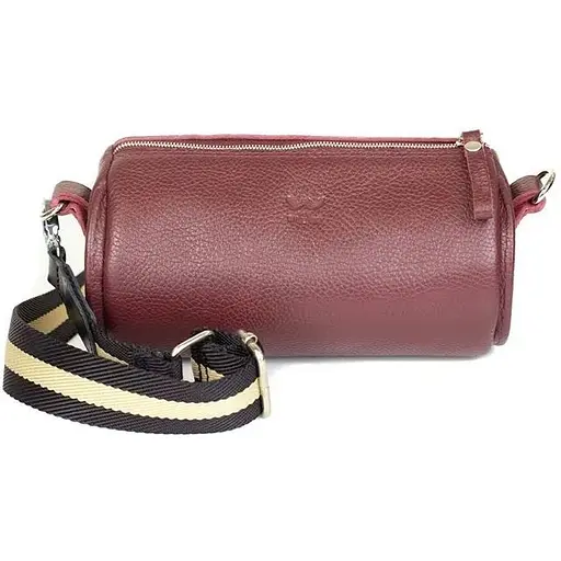 Шкіряна сумка поясна-кроссбоді Cylinder бордова флотар - фото 1