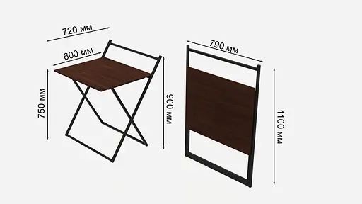 Стіл трансформер Компакт 3 750x790x720 Чорний метал ДСП Венге Магія 16 мм FRD-105404 - фото 5
