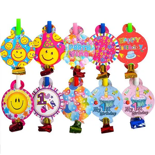 Сопілка святкова З Днем Народження до дитячих торжеств, 6 шт.