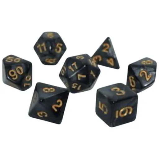 Набір кубиків Pearl 7 Dice Set - Black (w-gold) , 7 шт. (g7dpearl08)