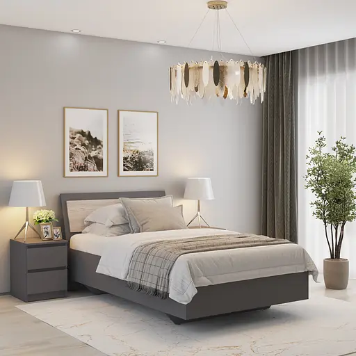 Ліжко полуторне MebelStar Б'янка Ламелі 120x200 см Антрацит/Аляска сірий (MBS-1431)