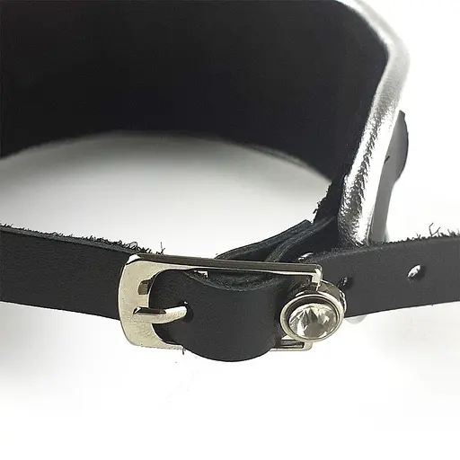 Ошейник из натуральной кожи со стразами и кольцом Art of Sex - Collar Ring - фото 5