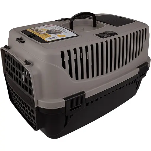 Переноска для кошек и собак Irak Plastik PT-110 серо-черная