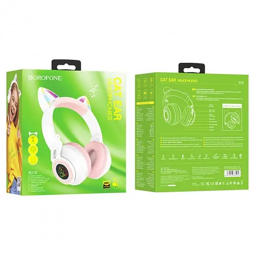 Бездротові накладні навушники Borofone BO18 Cat ear білі - фото 3