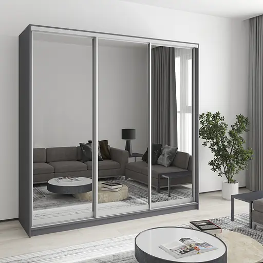 Шкаф-купе трехдверный MebelStar Комбо AL 3 Зеркала 210x45x240 см Антрацит (MBS-1708)