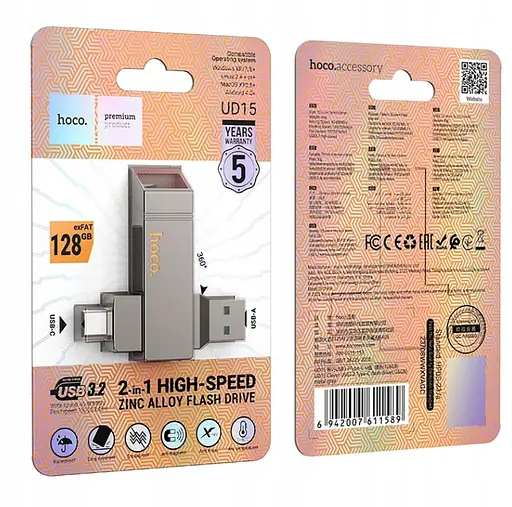 Флеш-накопитель Hoco UD15 Clever USB3.2 Type-C flash drive(128GB) - фото 2