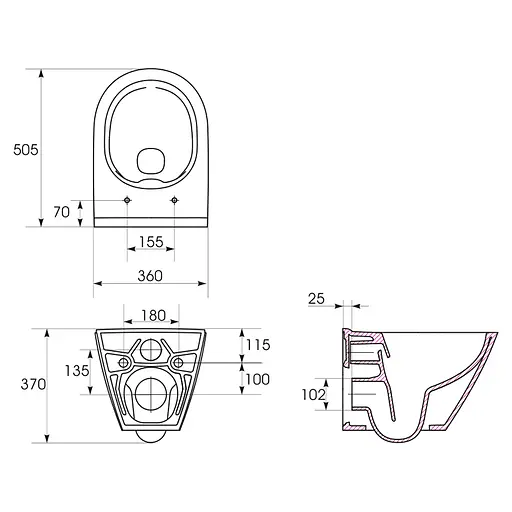 Подвесной унитаз Cersanit City CleanOn с сиденьем Slim duraplast K701-104 - фото 2