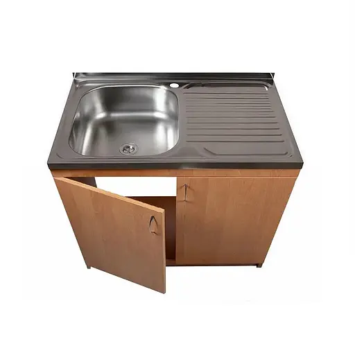 Тумба для кухні з накладною нержавіючою мийкою ЛДСП 80х60х83 см Вільха (52868-01154) - фото 5