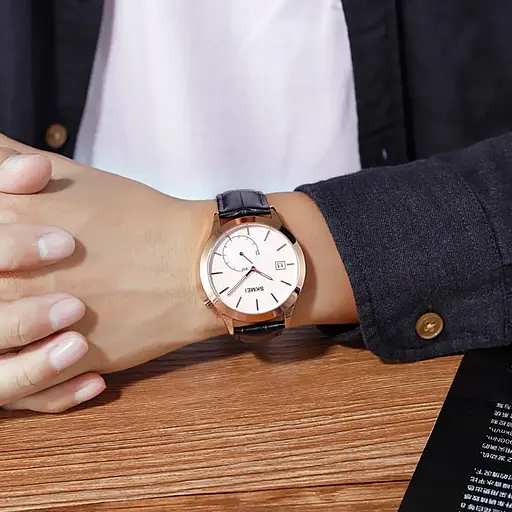 Чоловічий кварцовий годинник Skmei 1581 Prestige чорні з рожевим - фото 9