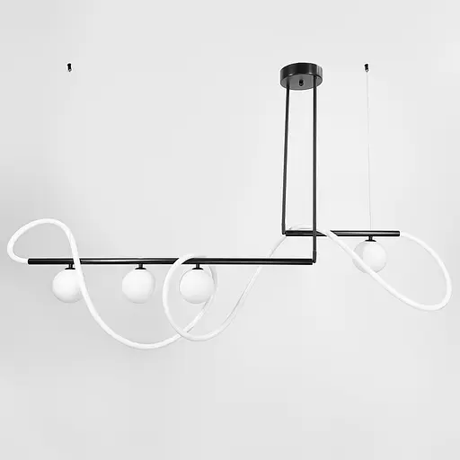 Удлиненная люстра с 4 плафонами и неоном длиной 180 см | Ст. Y 906-1800 BK | Line F - фото 7