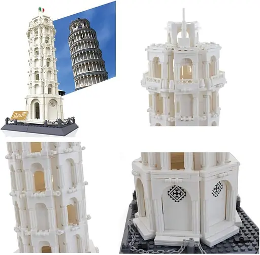 Конструктор Архитектура Wange 3D Пизанская Башня Tower of Pisa 5214 для детей и взрослых 1390 деталей - фото 5
