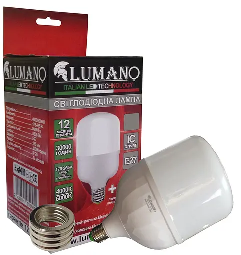 Лампа 30W високопотужна LED 30W E27 6000K 2700Л T100 LU-LT30 E27 TM LUMANO - фото 1