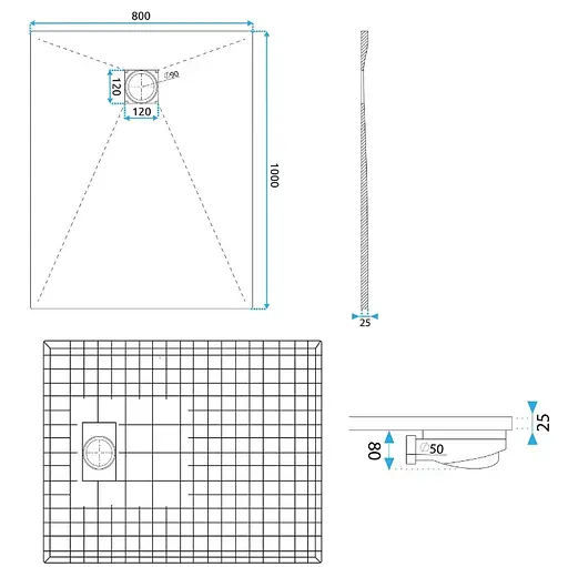 Душевой поддон Rea Magnum 80x100 carrara black REA-K7007 Мрамор - фото 6