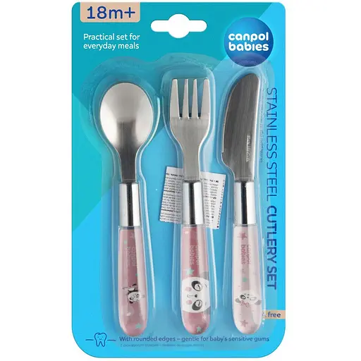 Набір столових приборів Canpol babies Exotic Animals з нержавіючої сталі рожевий (9/477_pin2) - фото 3