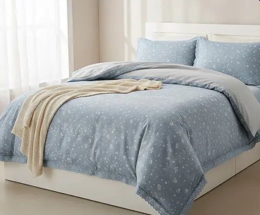 Постельное белье Laura Grand 33 04 сатин - евро комплект цвет голубой - фото 1