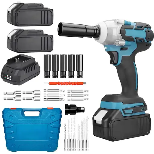 Акумуляторний шуруповерт з набором інструментів індикацією заряда 2 акумулятори 48 Вт Синій - фото 1